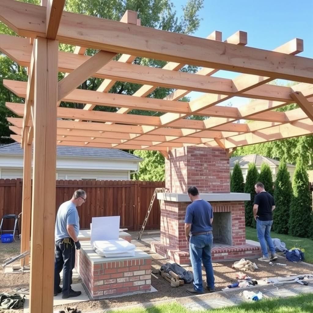 Pergola and Fireplace Construction