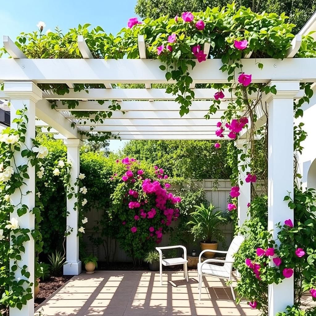 Pergola Covered in Climbing Plants in a Southern Garden