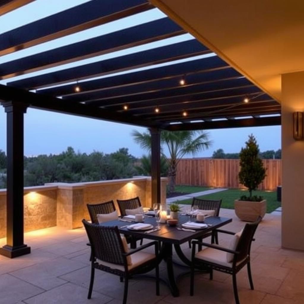 Dining area under pergola