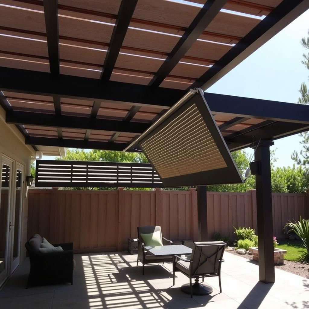 Pergola with Louvered Roof for Light and Shade Control