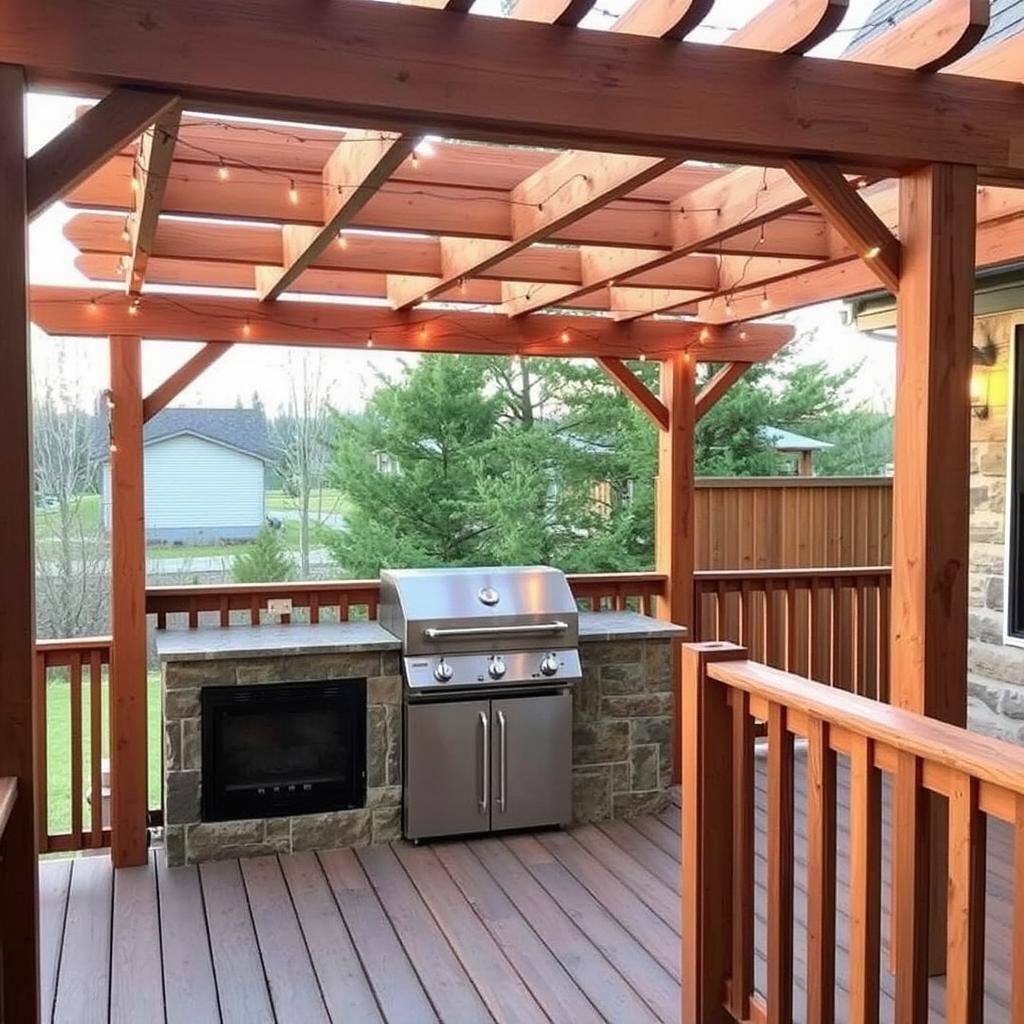 Pergola over deck with BBQ