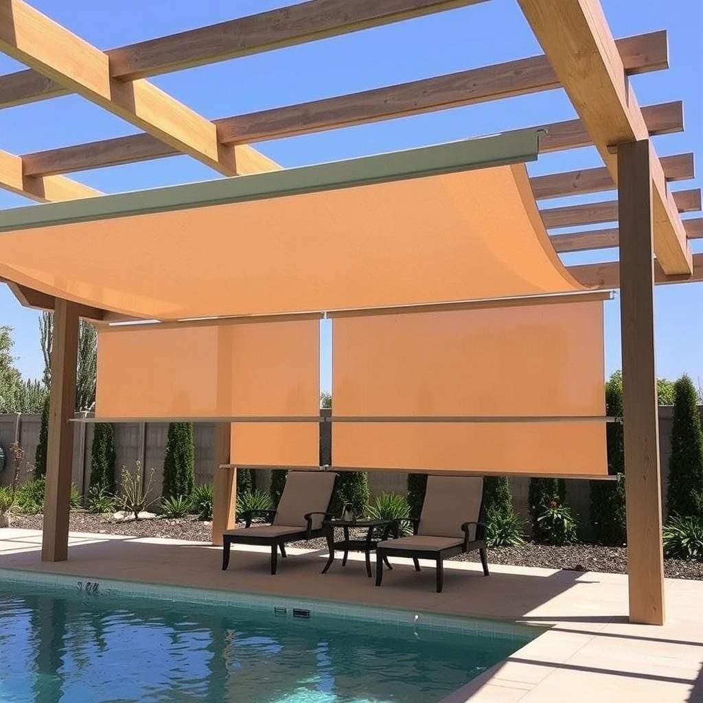 Relaxing Poolside with Pergola and Solar Shades