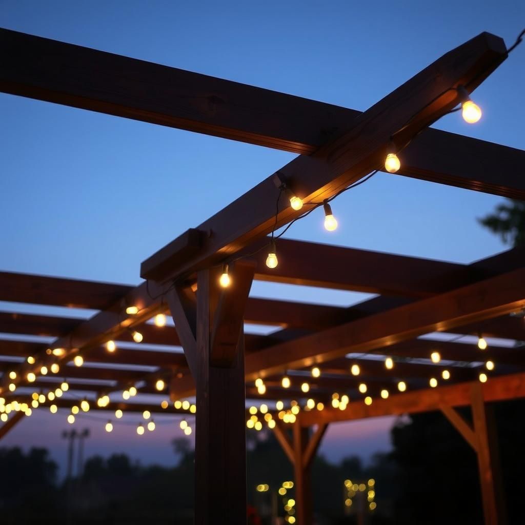 Pergola Decorated with String Lights