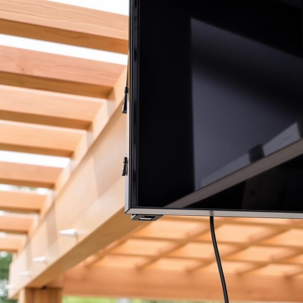 TV wall mounted in a pergola