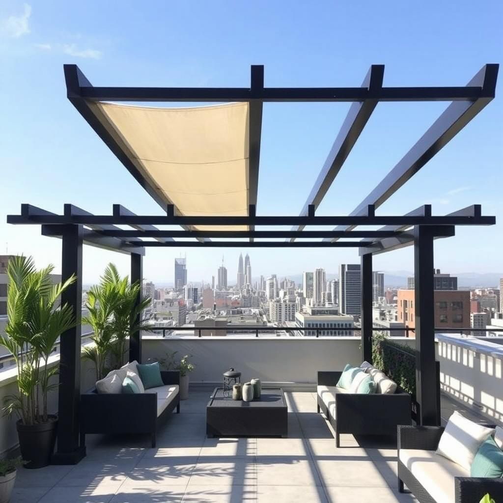 Contemporary Pergola with Adjustable Louvered Roof