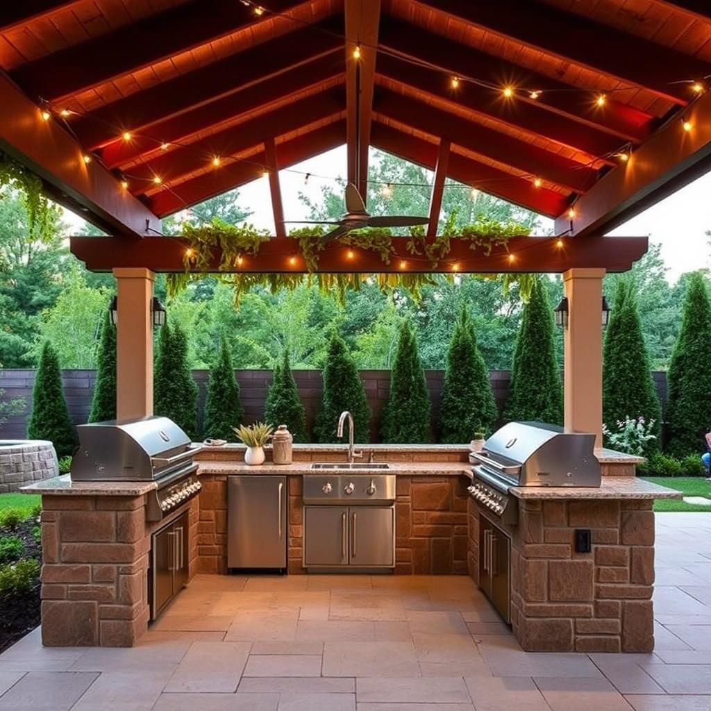 Outdoor kitchen under a pergola