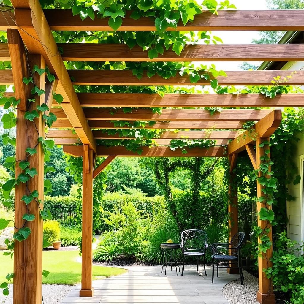 Lush Pergola Covered in Vines