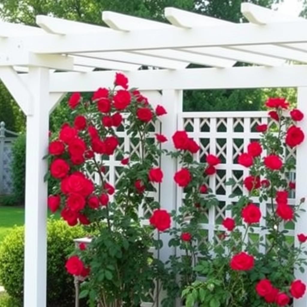 Pergola with Lattice and Climbing Roses