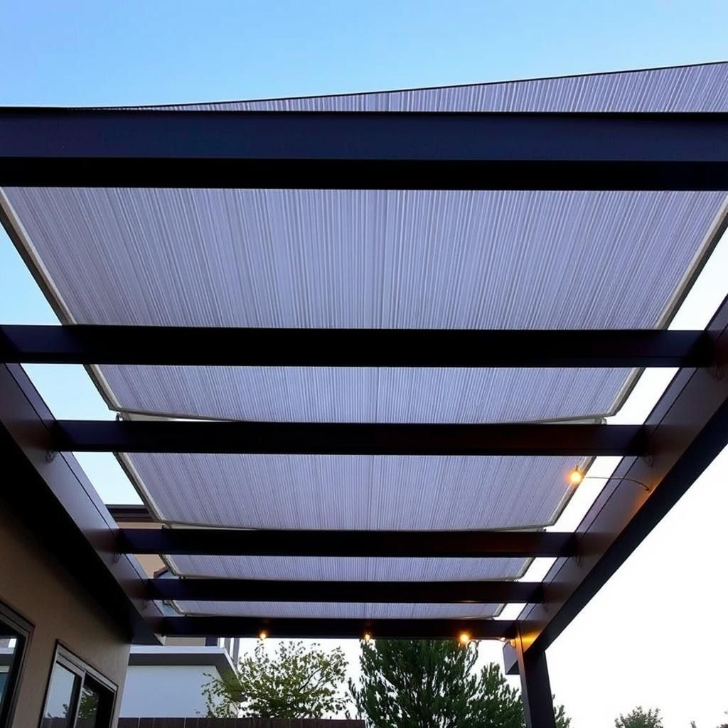 Pergola With Retractable Roof and LED Lighting