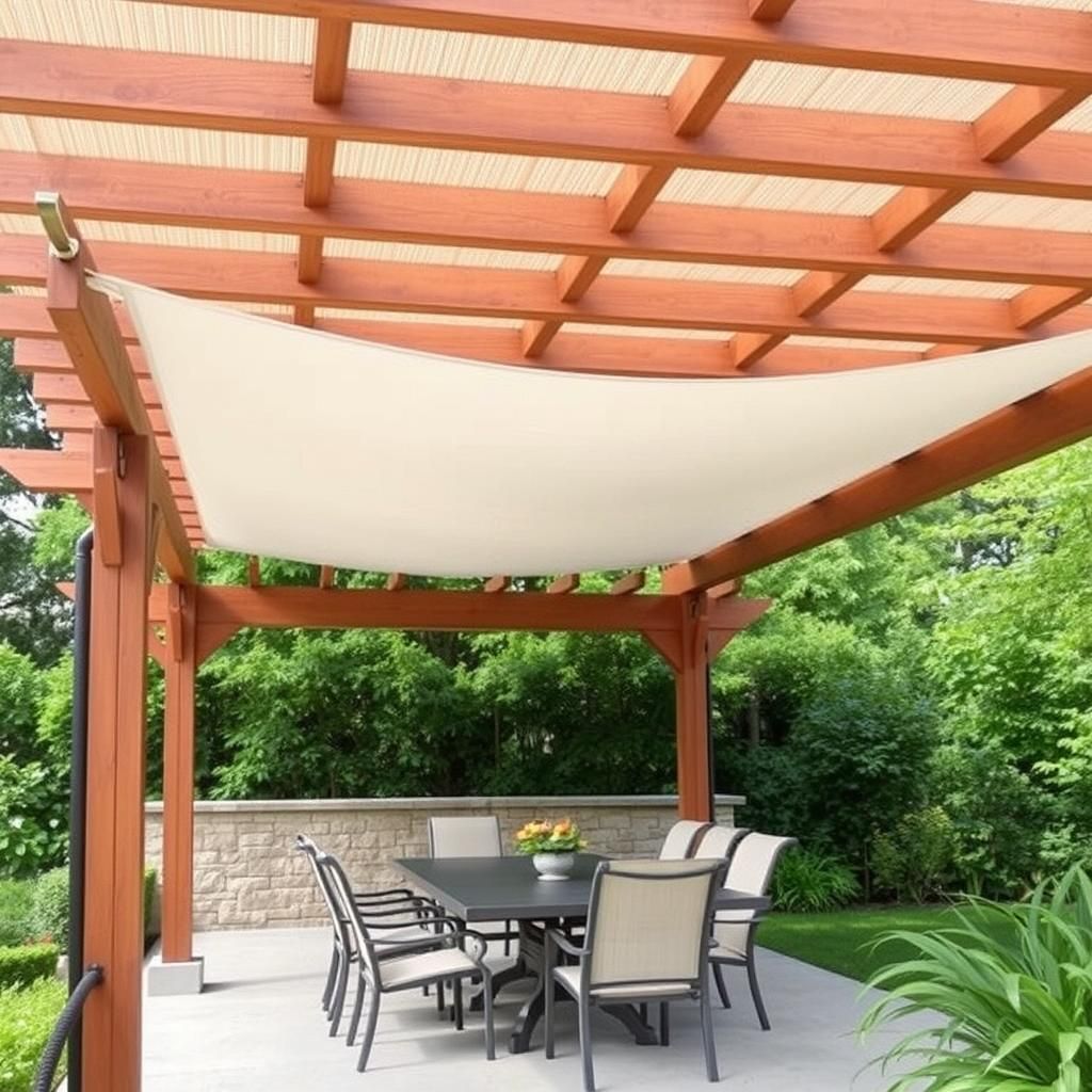 Pergola with White Canvas Shade Cloth