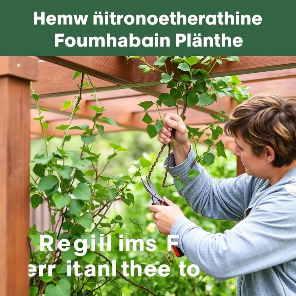 A person maintaining the plants on their pergola