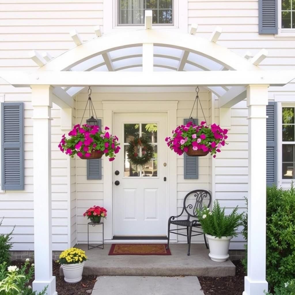 Petite Arched Pergola Over Small Porch Entrance