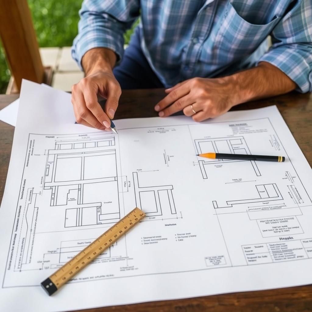 Planning a pergola project with blueprints