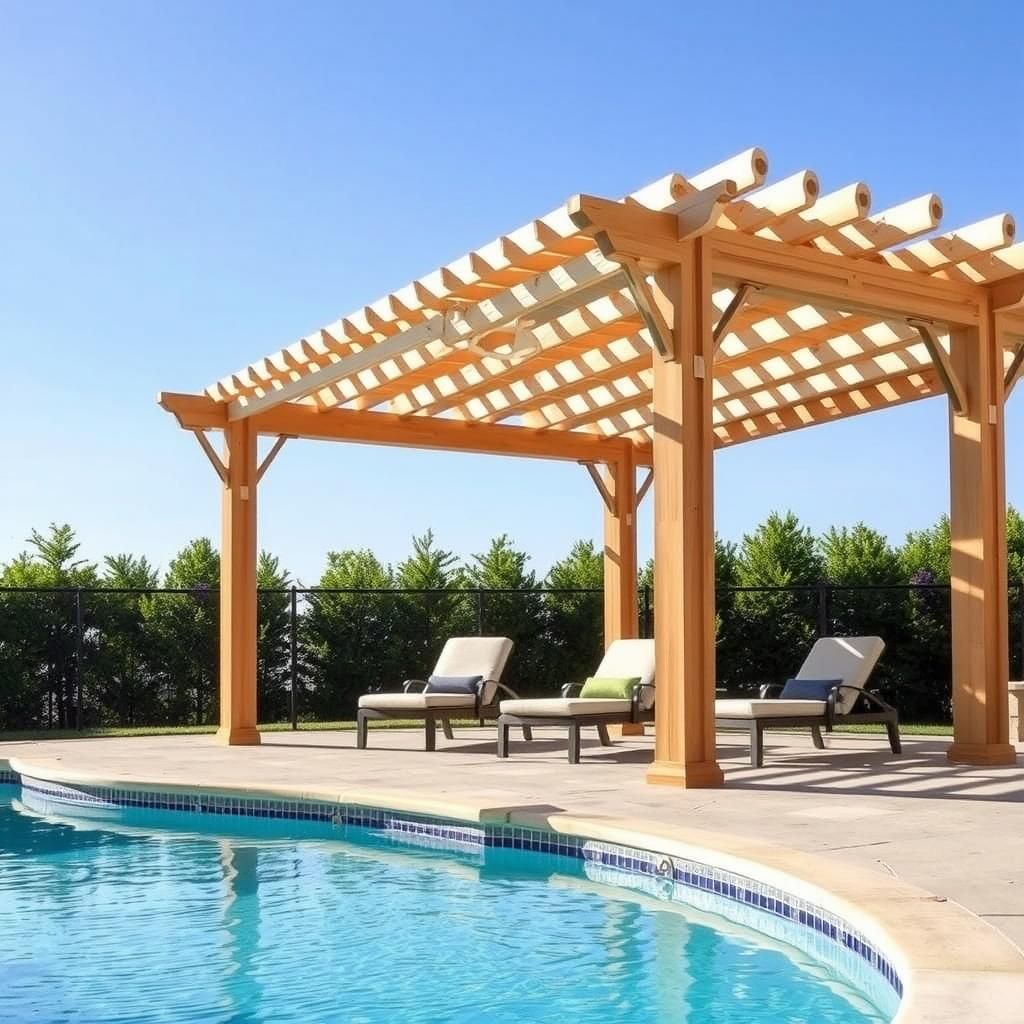 Poolside Pergola with Lounge Area