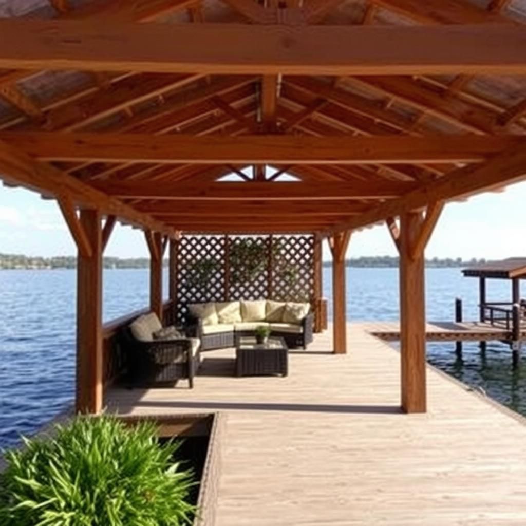 Relaxing on a dock with a pergola