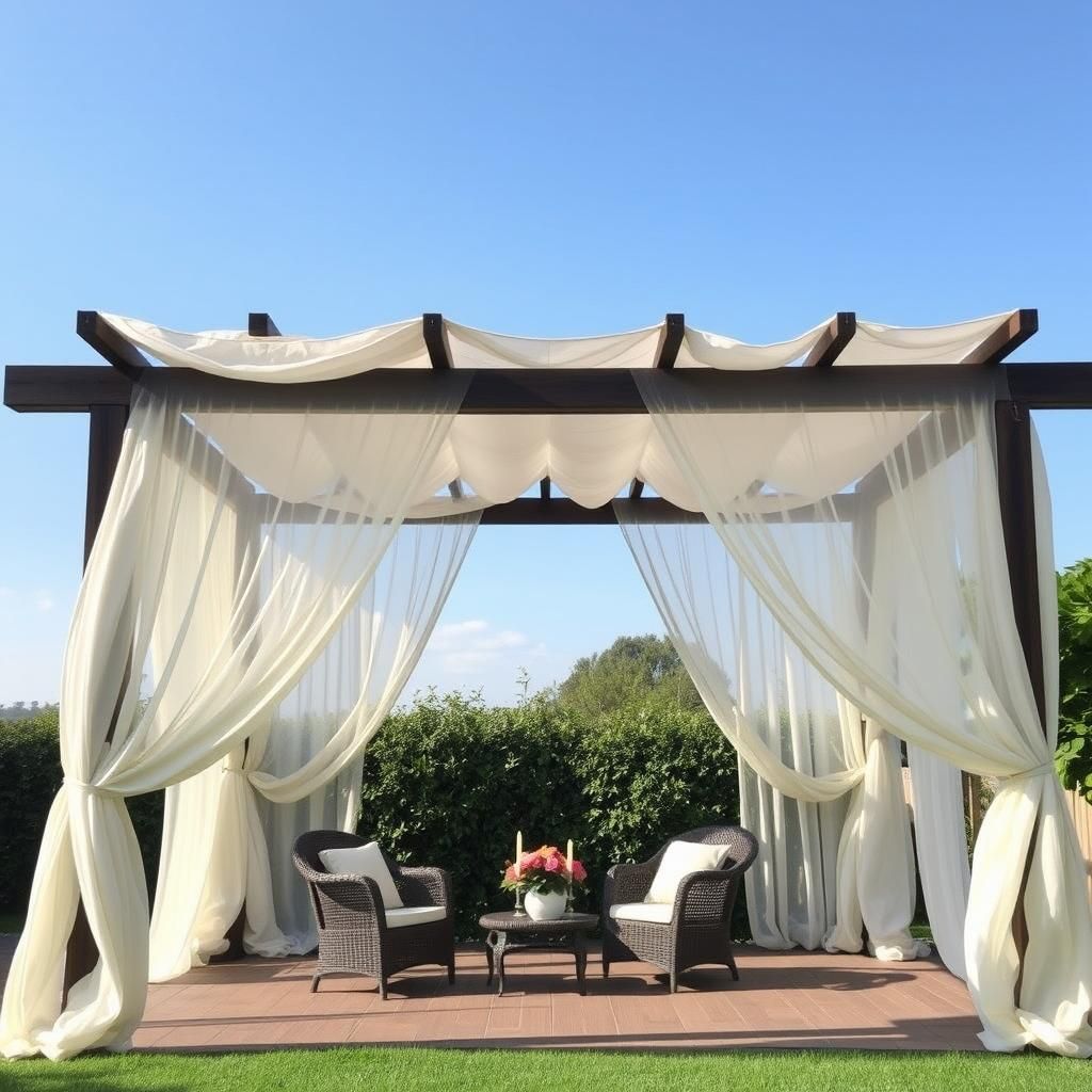 Romantic Fabric Pergola with Drapes