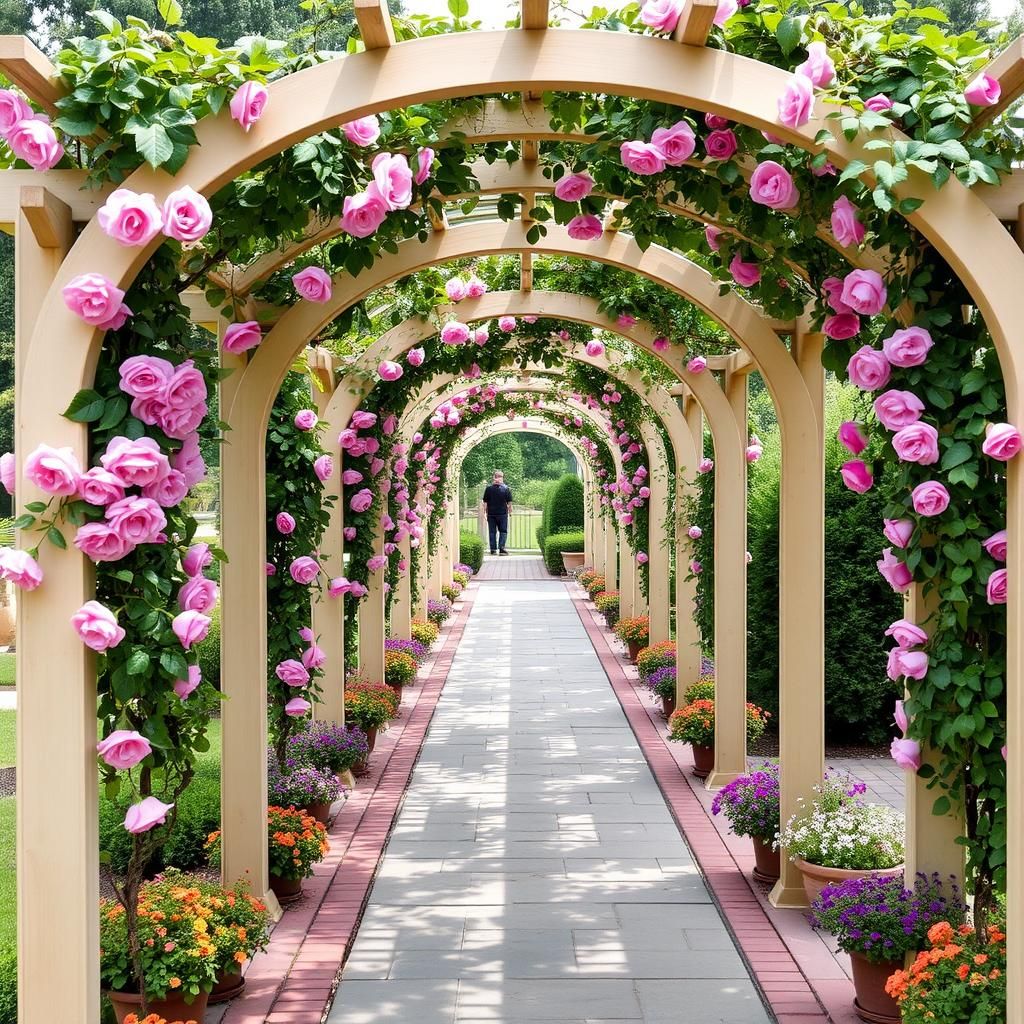 pergola walkway with climbing roses