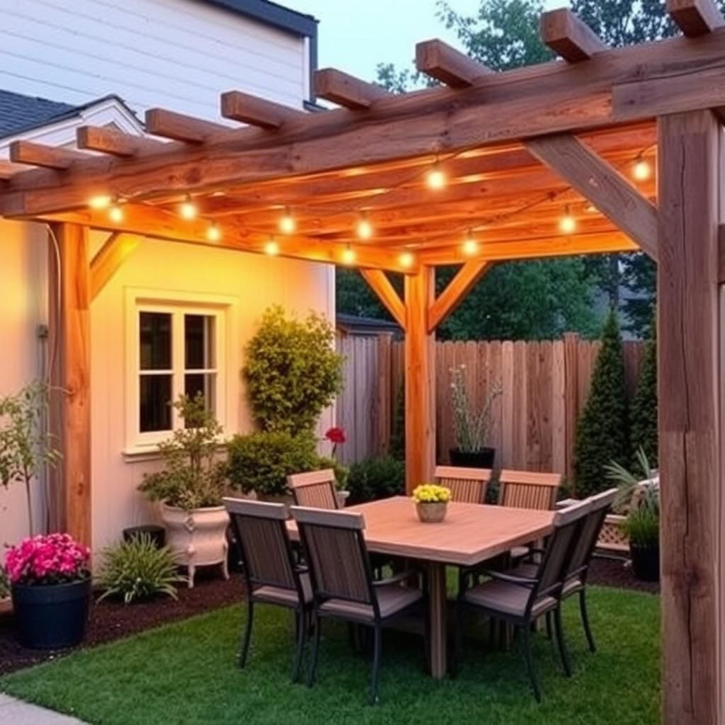 rustic pergola dining area