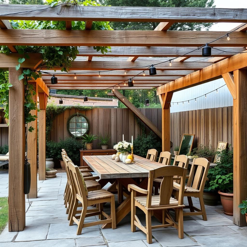 Rustic Pergola Dining Area