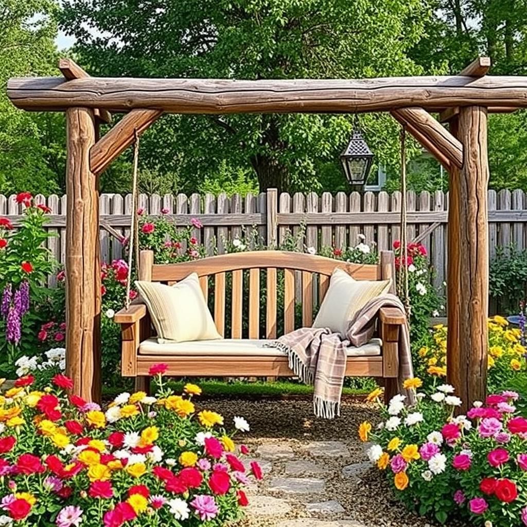 Rustic Pergola Swing