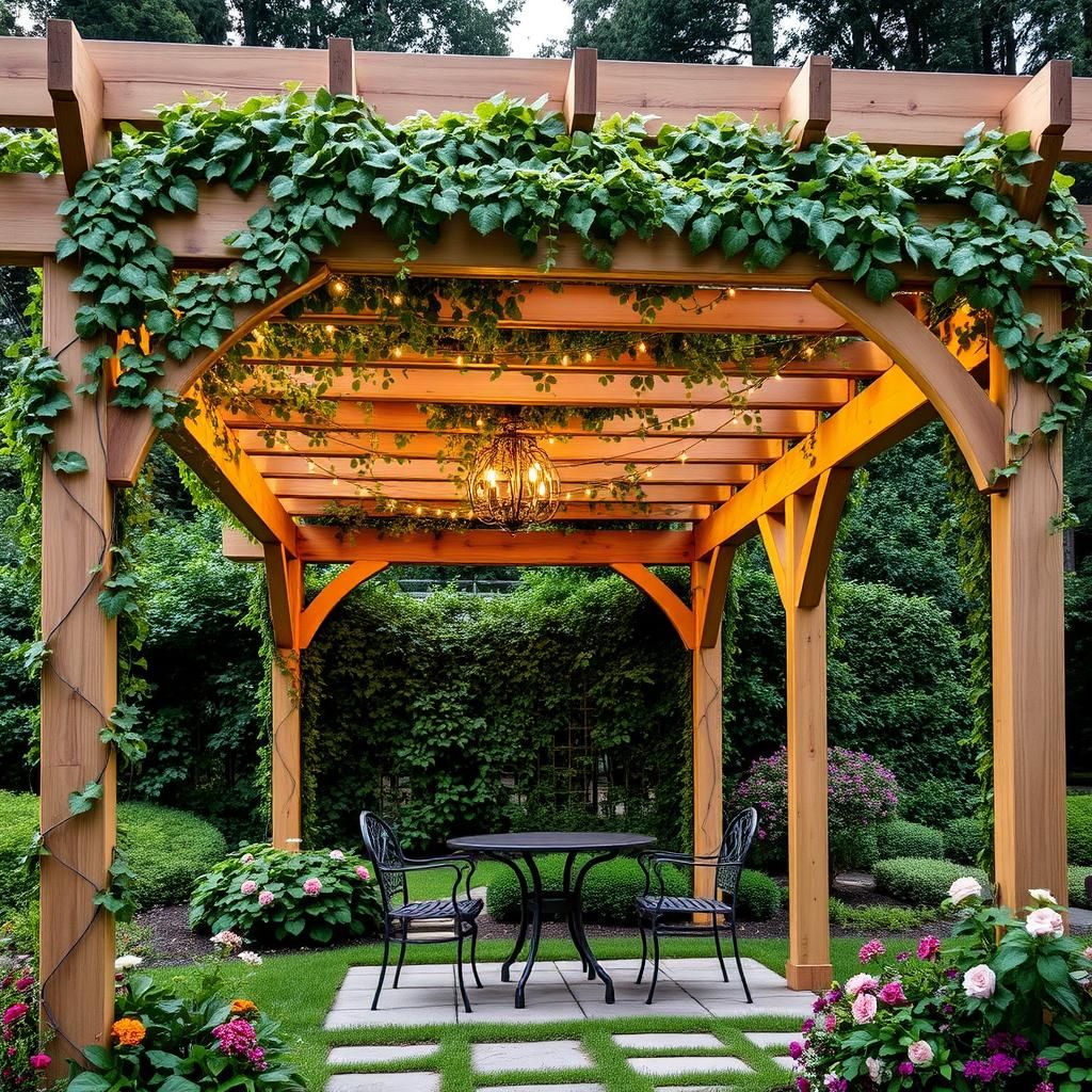 Rustic Techo Pergola in Garden Setting