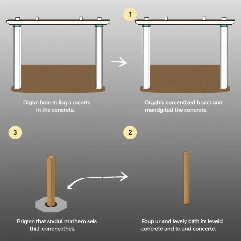 Setting pergola posts in concrete.