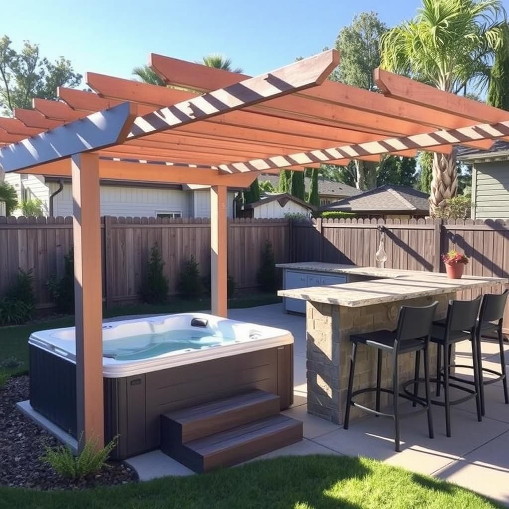 Small pergola over spa and bar area