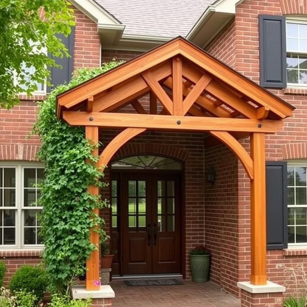 Traditional Front Porch Pergola with Gabled Roof