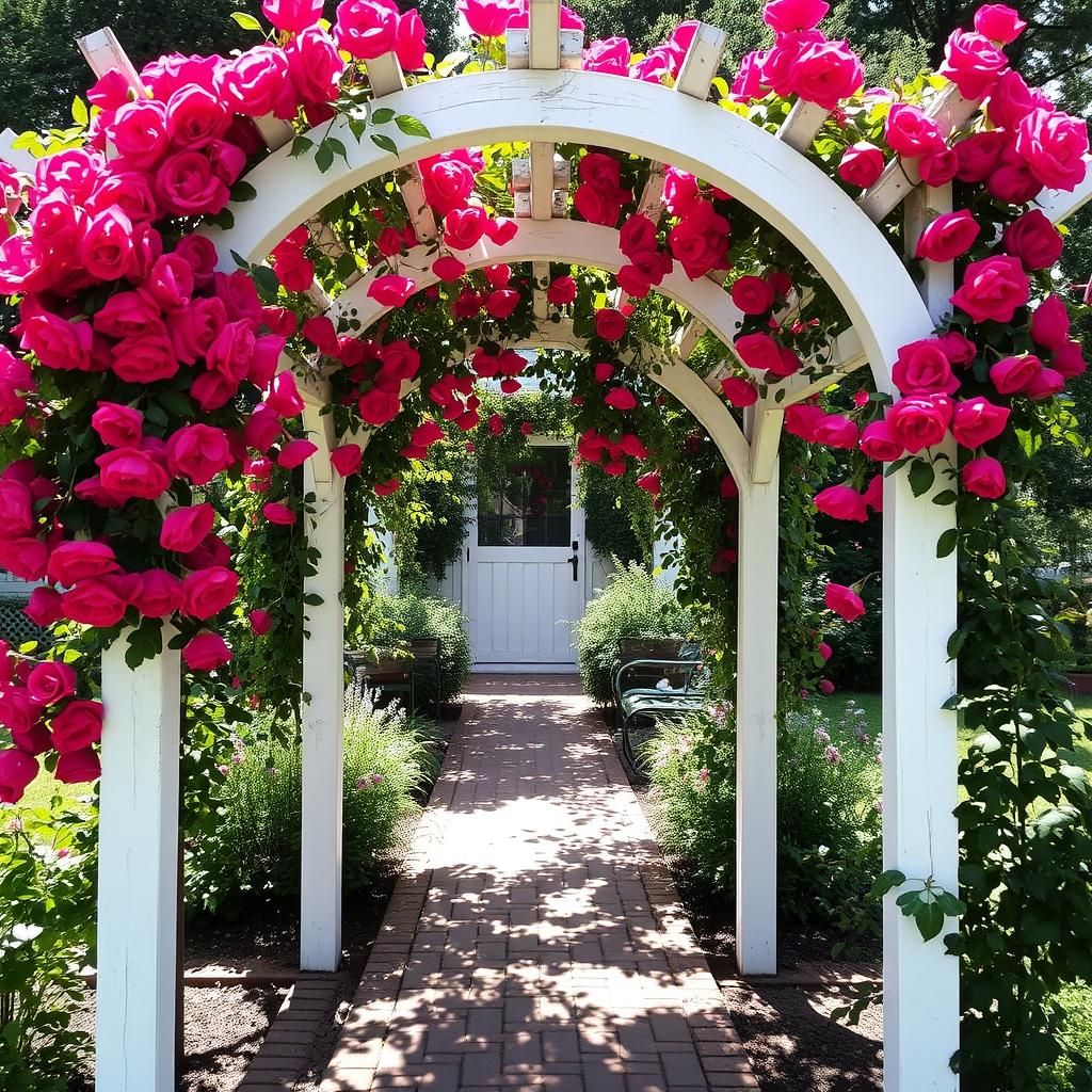 Garden Arbor with Climbing Roses