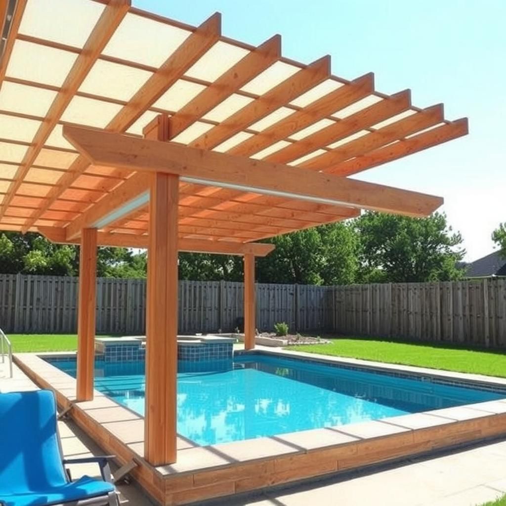 Wooden Pergola Over a Pool