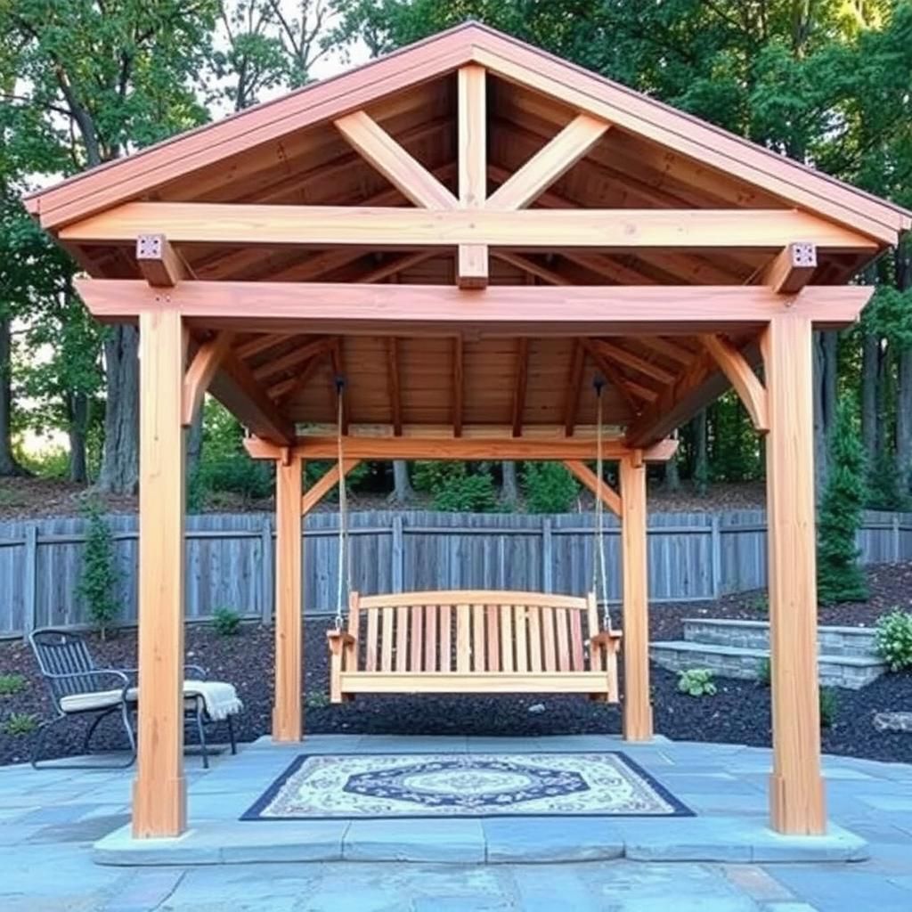 Wooden Pergola with Outdoor Furniture