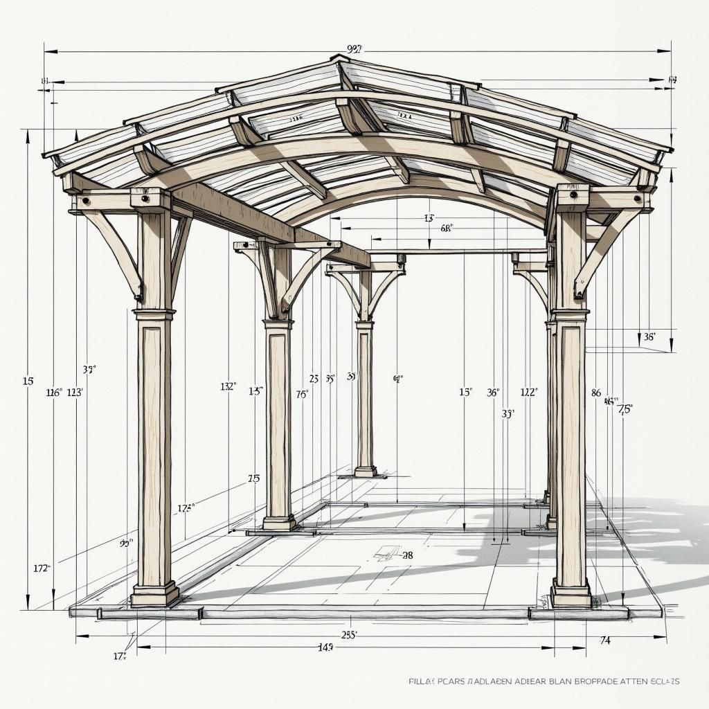 Arched pergola construction blueprint