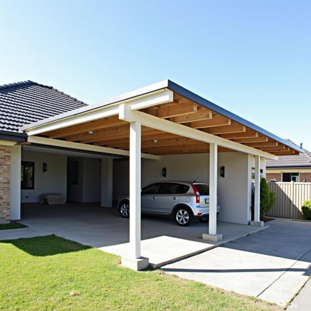 Attached pergola over a car parking space