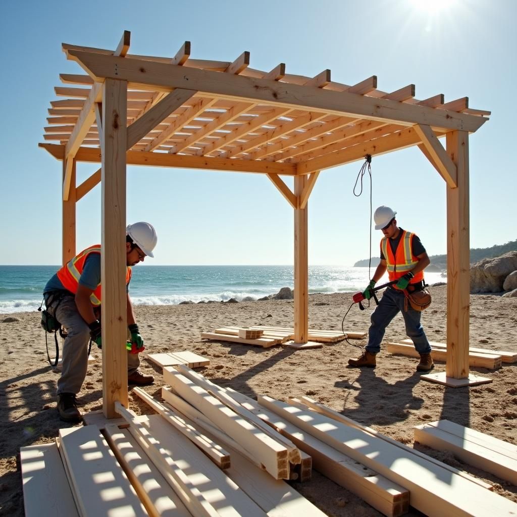 Building a beach pergola