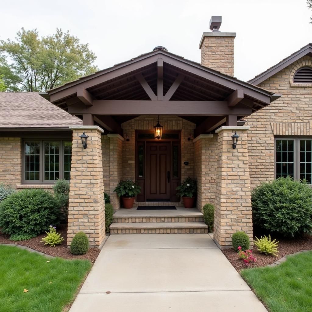 Fedora pergola with brick columns