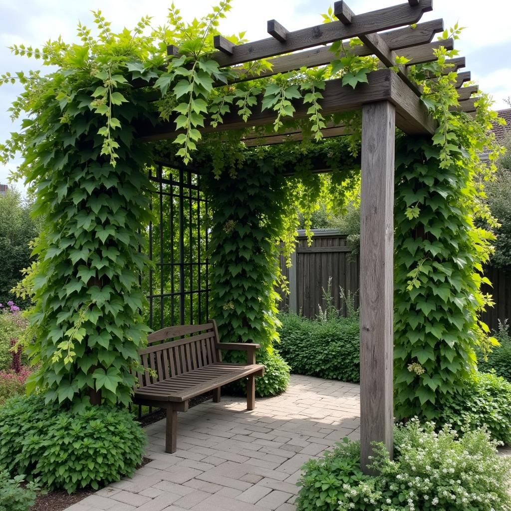 Climbing vines covering a pergola