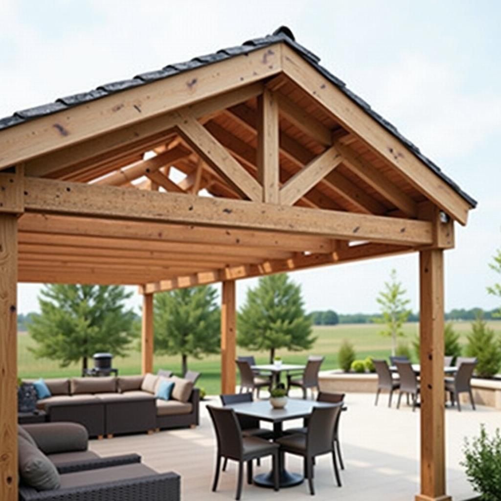 Commercial Pitched Roof Pergola with Fascia