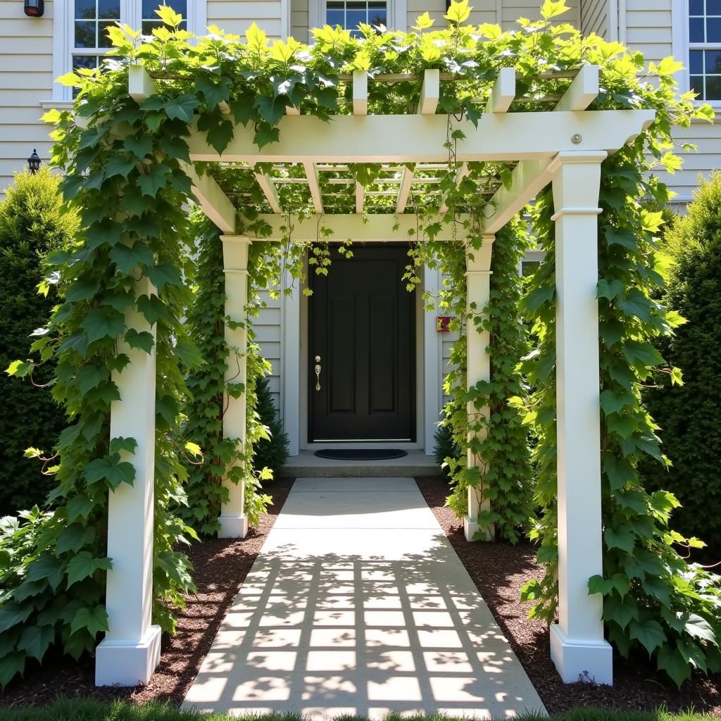 Front Entry Pergola with Climbing Vines