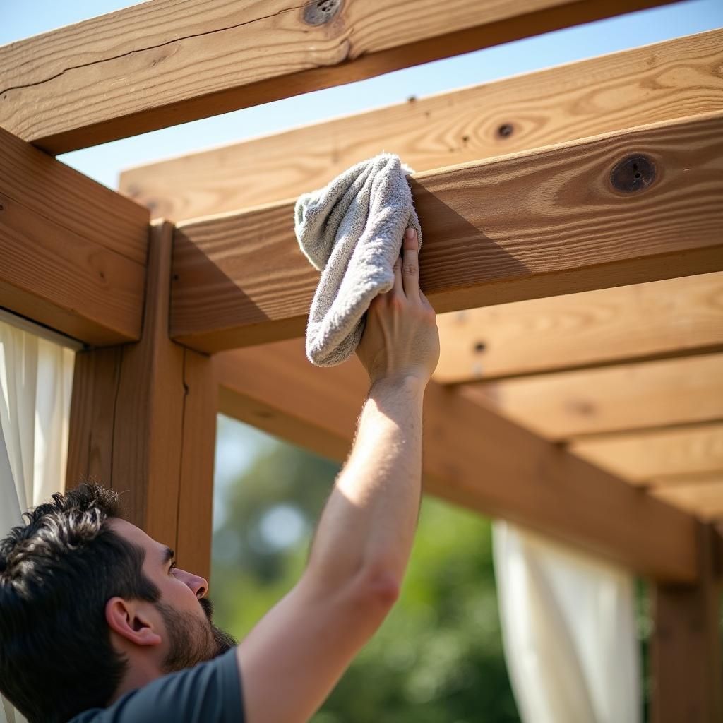 Hot tub pergola maintenance