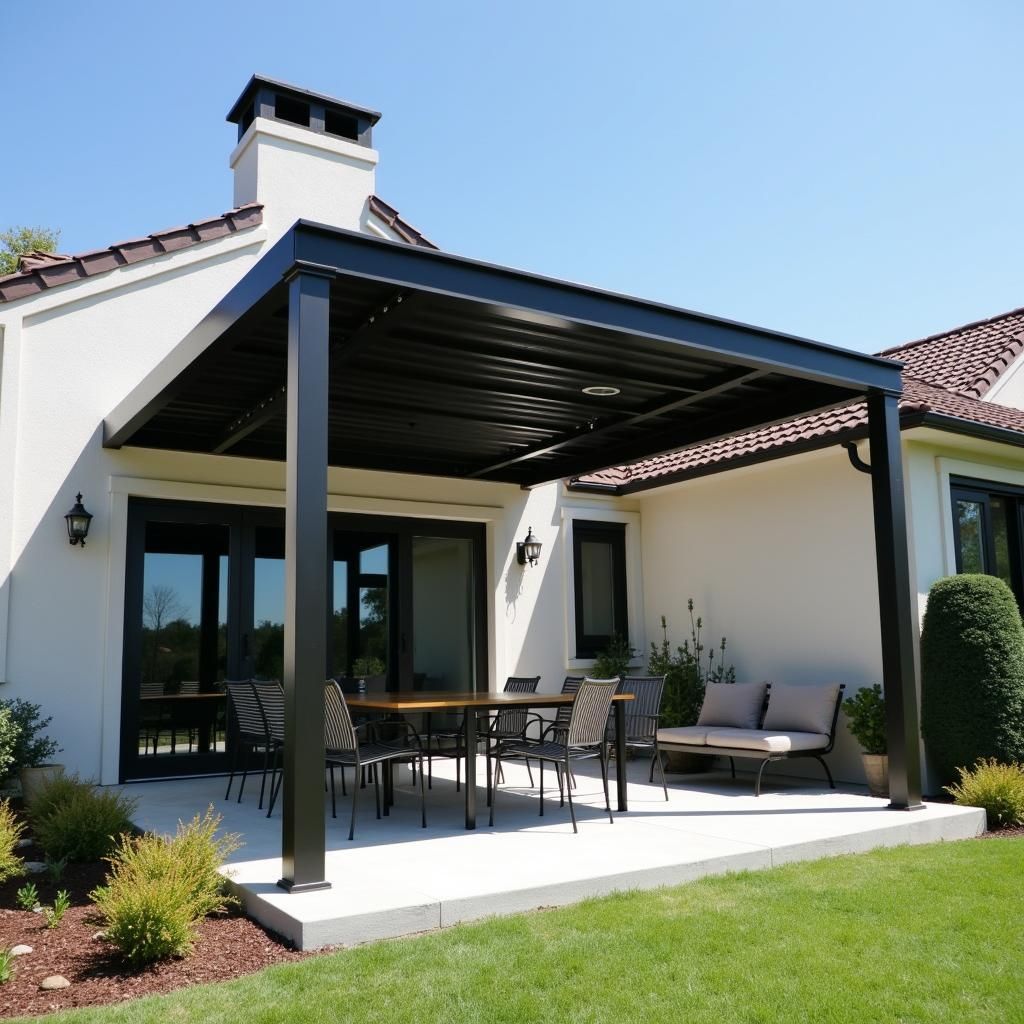 Modern metal pergola awning