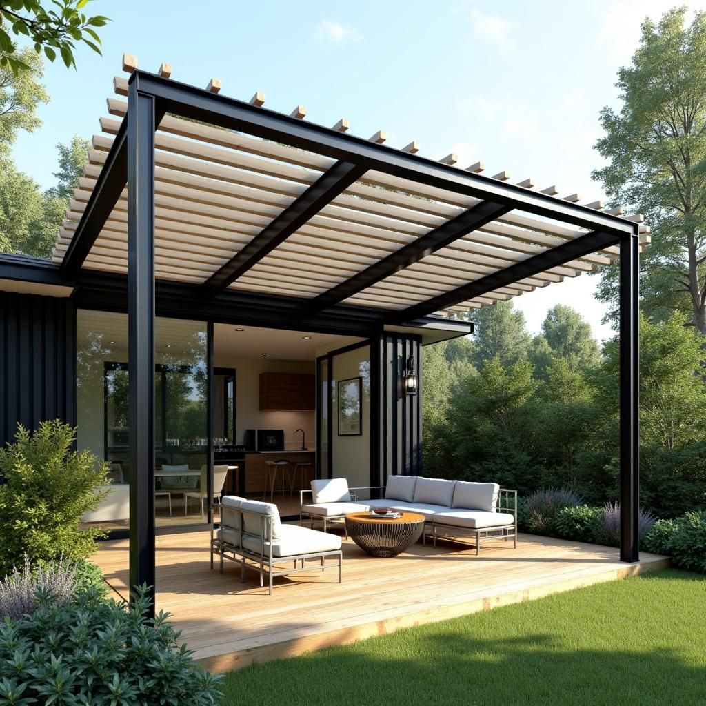 Modern pergola design with clean lines