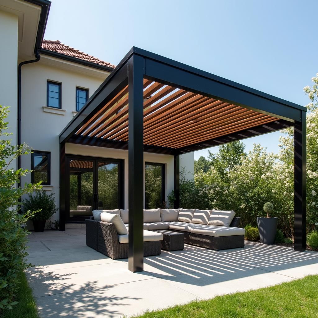 Modern Pergola with Louvered Roof