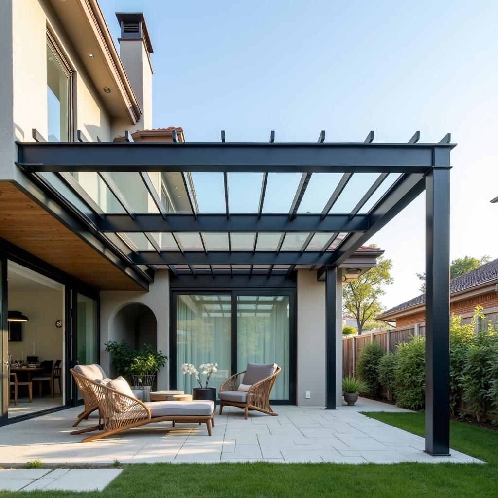 Modern Pergola with Metal Frame