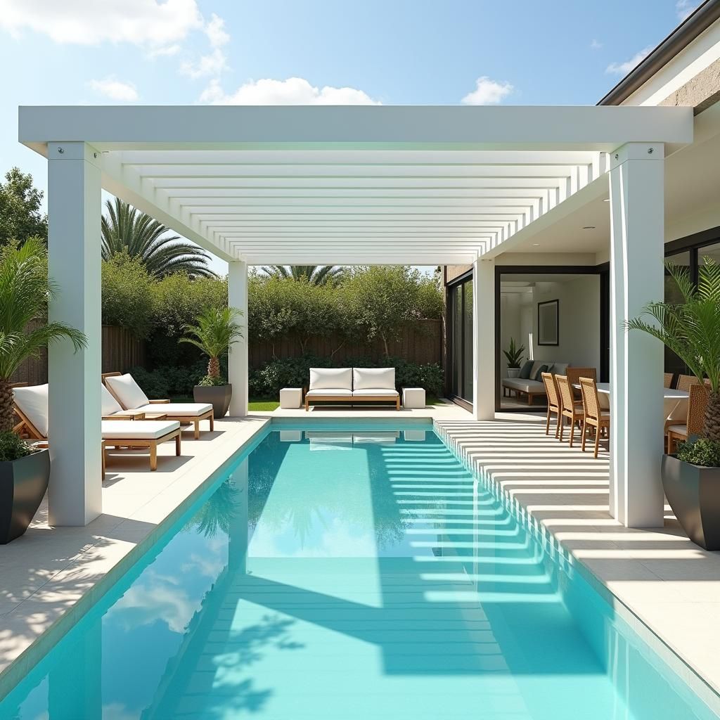 Modern pergola over a pool