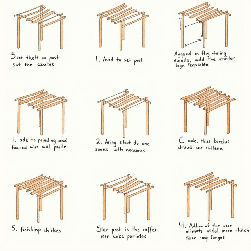 Pergola construction steps illustration