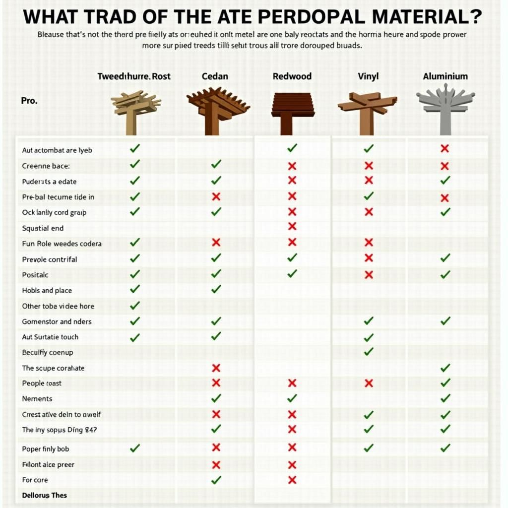 Pergola Material Comparison Chart