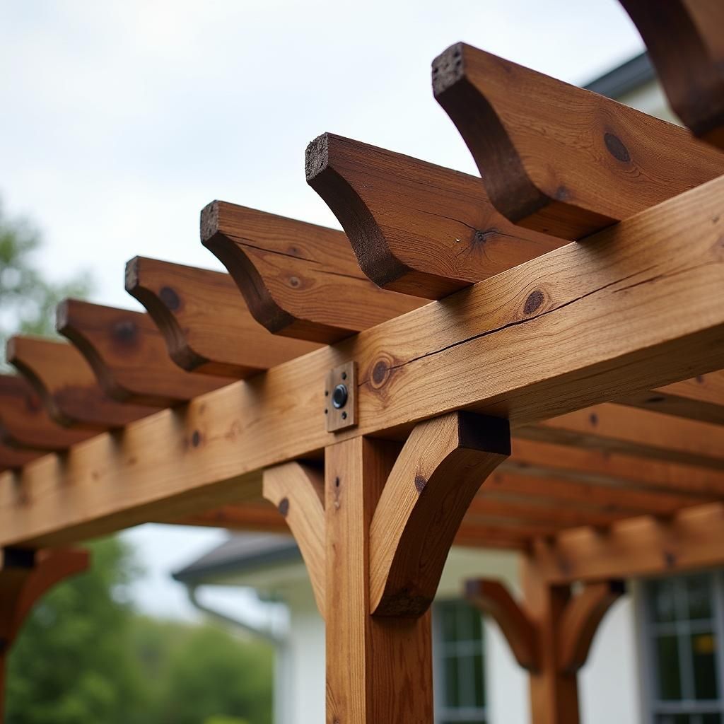 Pergola with rustic tapered rafter tails