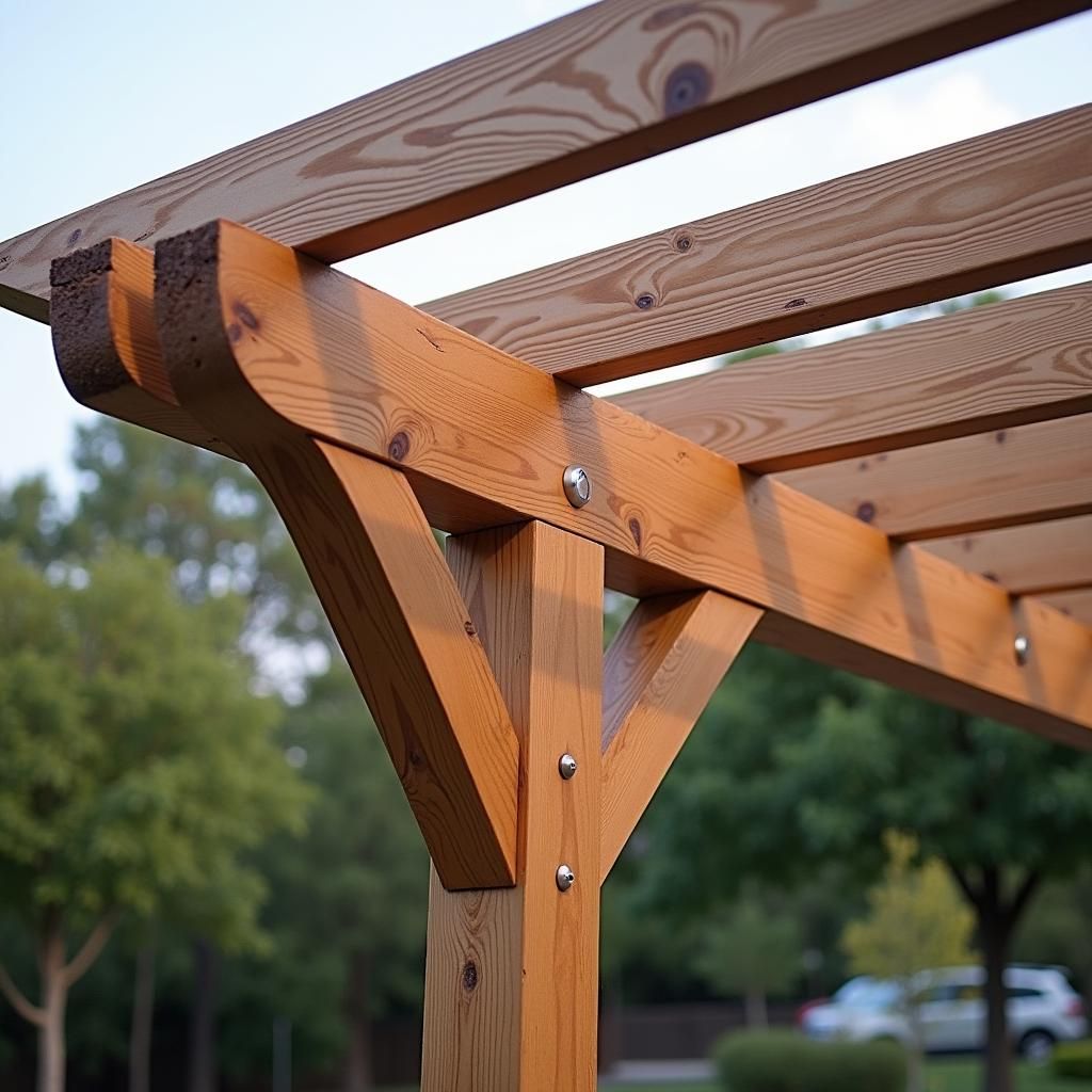 Pergola with straight-cut rafter tails