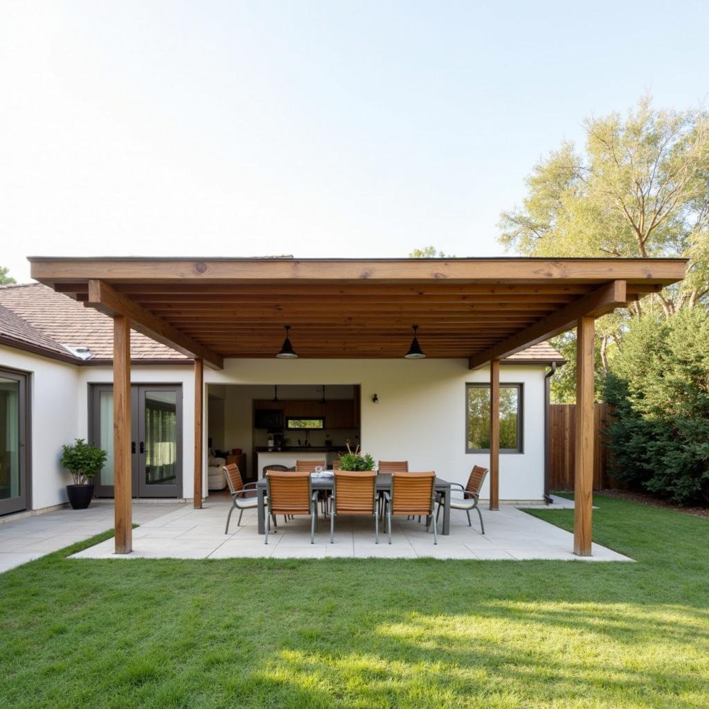 Attached Pergola Enhancing a 1950s Ranch House