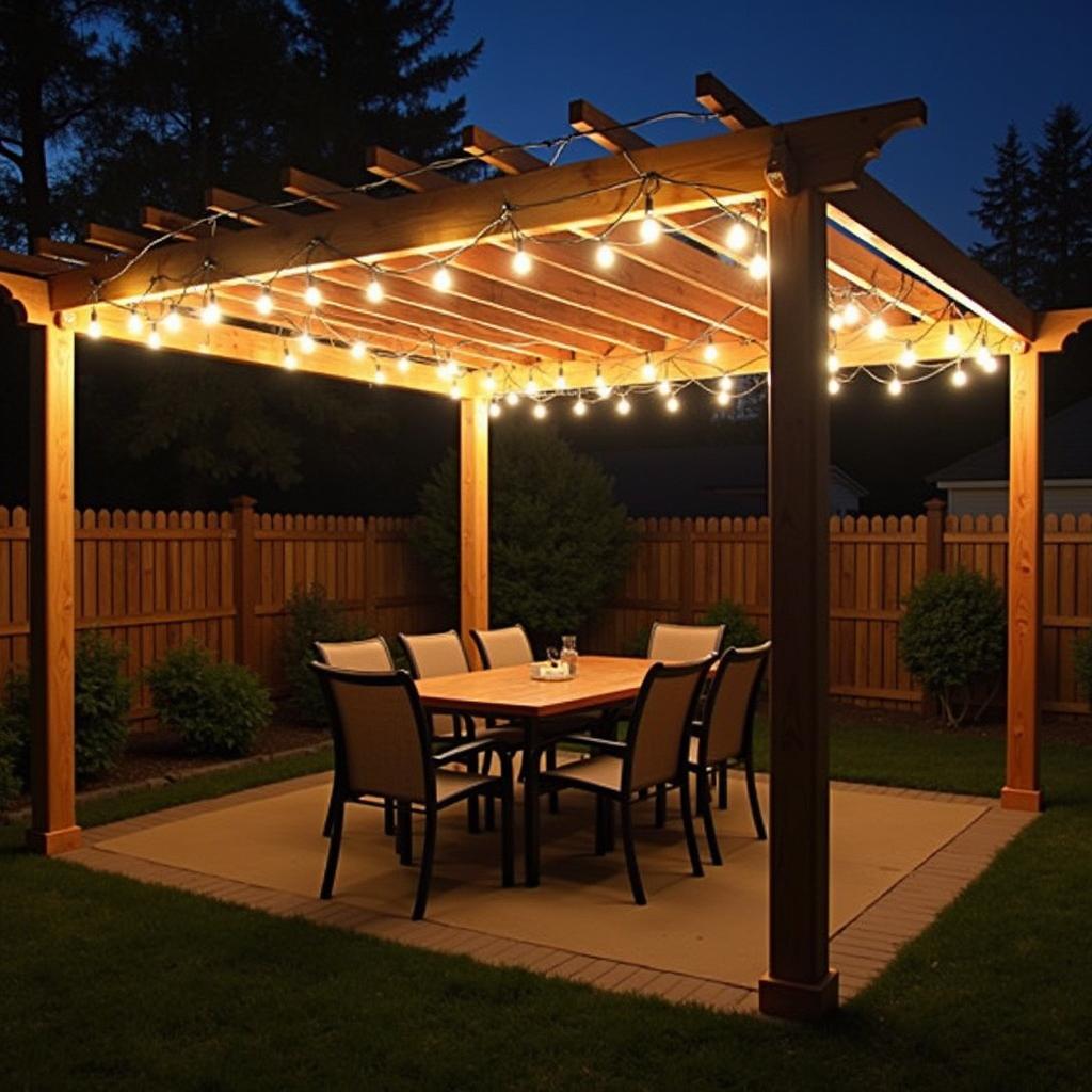 Cable Pergola with Lighting: Enhancing Ambiance